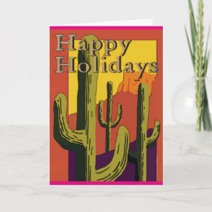 Happy Holidays Desert Cactus , Christmas Holiday Card