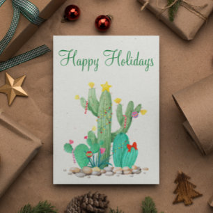 Happy Holidays Desert Cactus Southwest Holiday Postcard