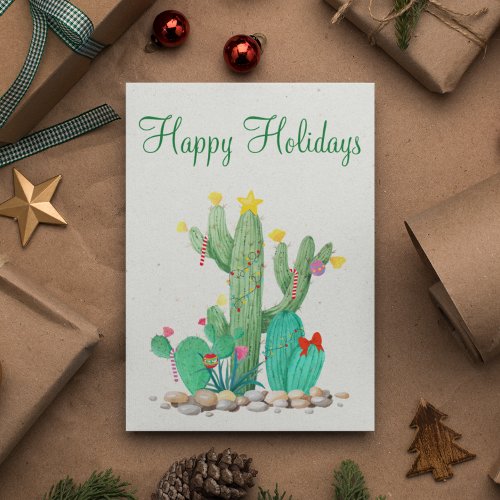 Happy Holidays Desert Cactus Southwest Holiday Postcard