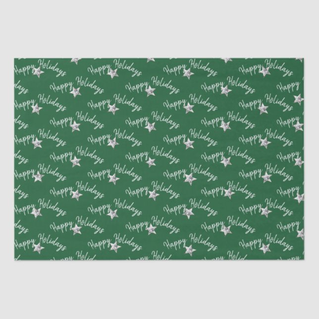 Happy Holidays Diamond Stars  Tissue Paper (Front)