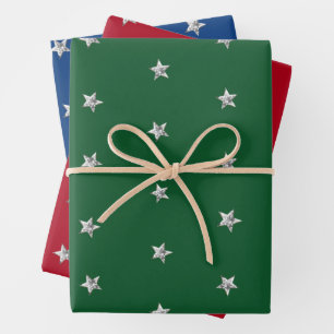 Happy Holidays Diamond Stars Wrapping Paper Sheets
