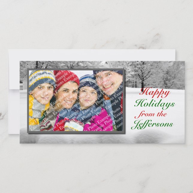 Happy Holidays Digital Photo Cards Winter Scene (Front)