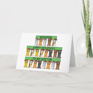 Happy Holidays Doctor Cartoon Cats Holiday Card