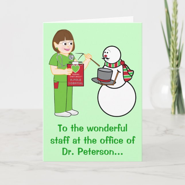 Happy Holidays Doctor's Office Name Customizable Holiday Card (Front)