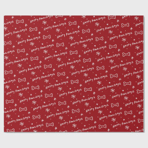 Happy Holidays Dog and Puppy Christmas Wrapping Paper