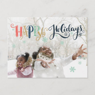 Happy Holidays Doodle Snow | Photo Holiday Card