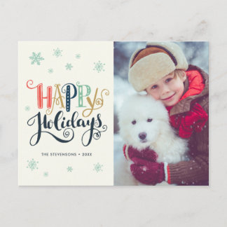 Happy Holidays Doodle Snow | Photo Holiday Card