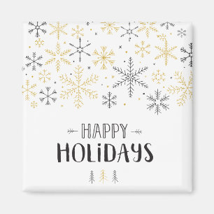 Happy Holidays Doodle Winter Season Snowflake Art  Magnet