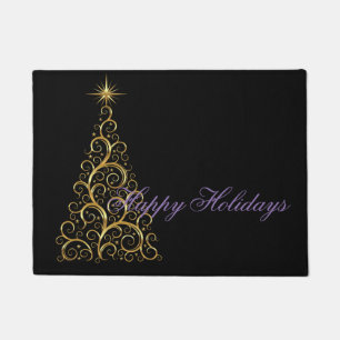 Happy Holidays Doormat Gold & Purple