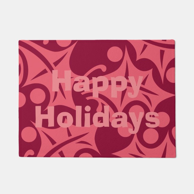 Happy Holidays Doormat in Pink (Front)