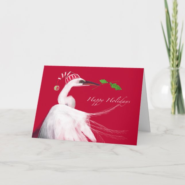 Happy Holidays Egret Card (Front)