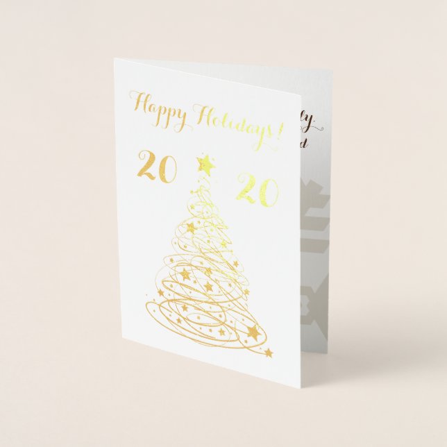 Happy Holidays elegant customizable Foil Card (Front)