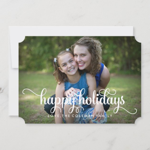 Happy Holidays Elegant Family Photo Card
