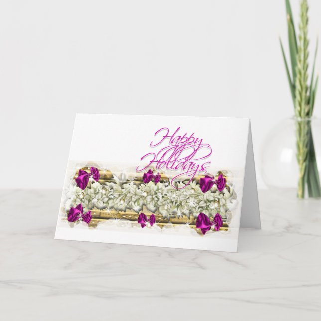 "Happy Holidays" elegant festive message Holiday Card (Front)