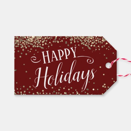 Happy Holidays Elegant Glitter Gift Tags