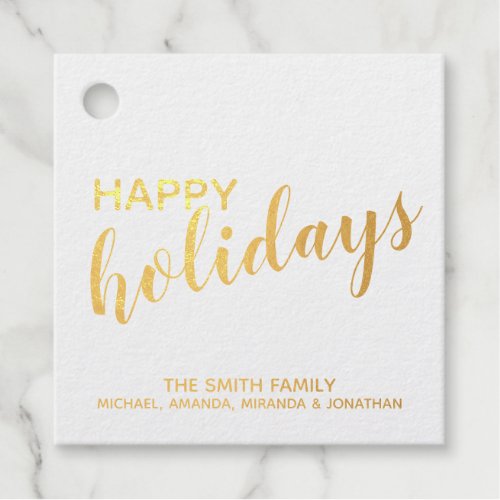 Happy Holidays Elegant Gold Foil Foil Favor Tags