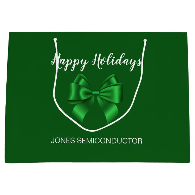 Happy Holidays Elegant Green  Large Gift Bag (Front)