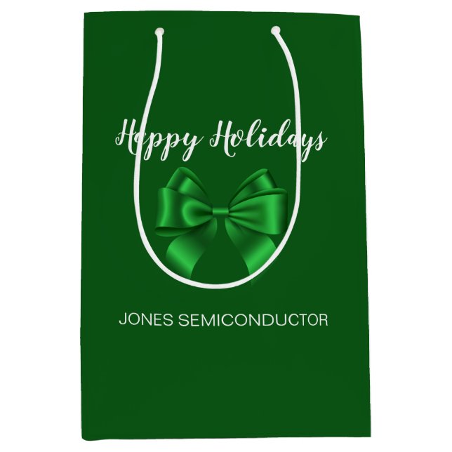 Happy Holidays Elegant Green  Medium Gift Bag (Front)