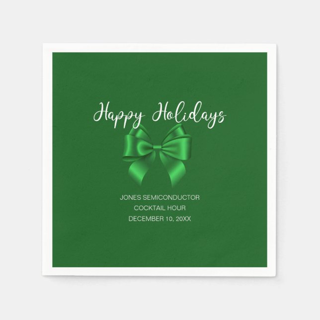 Happy Holidays Elegant Green  Napkins (Front)