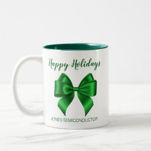 Happy Holidays Elegant Green  Two-Tone Coffee Mug