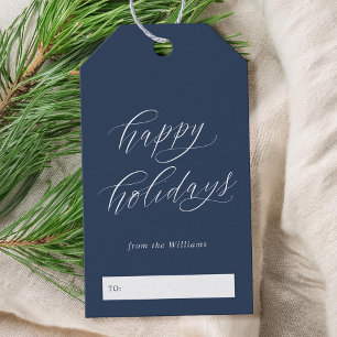Happy Holidays Elegant Minimalist Script Christmas Gift Tags