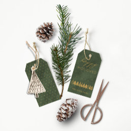 Happy Holidays • Elegant Modern Dusty Green Velvet Gift Tags