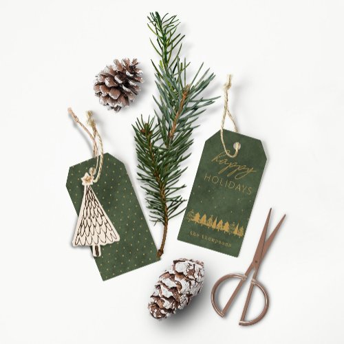 Happy Holidays  Elegant Modern Dusty Green Velvet Gift Tags