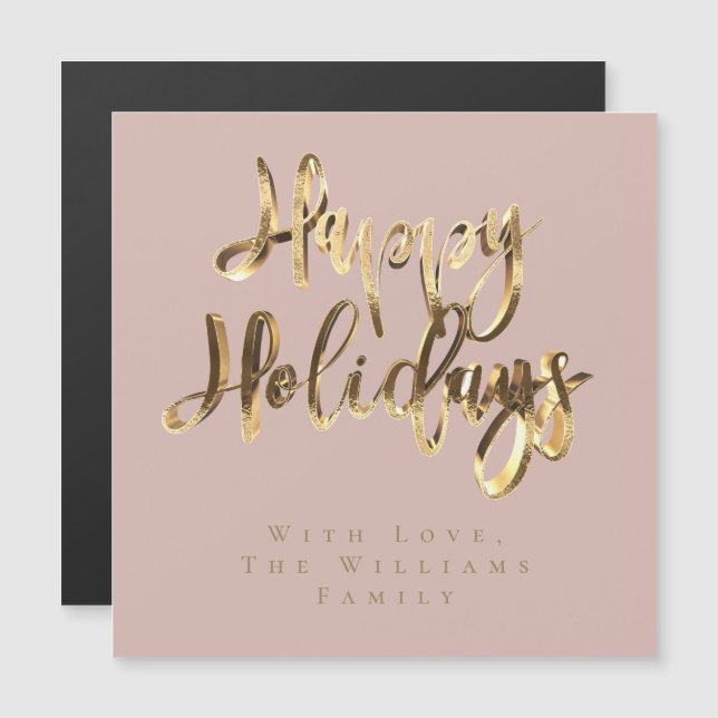 Happy Holidays Elegant Pink Rose Gold Christmas (Front/Back)