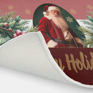 Happy Holidays Elegant Santa Claus Outdoor Rug