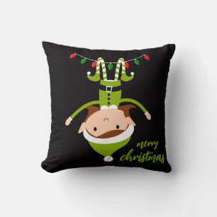  Happy Holidays Elf Christmas Decor  Throw Pillow