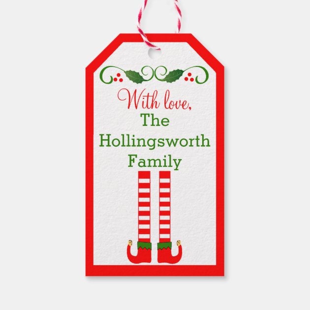 Happy Holidays Elf Gift Tags
