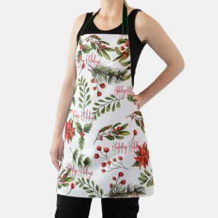 Happy Holidays Employees Botanical Family Apron