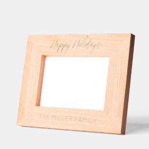Happy Holidays Etched Wood FAMILY NAME Timeless
