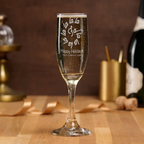 Happy Holidays Fa La La La Christmas Corporate Champagne Flute