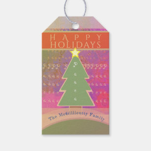 "Happy Holidays" Family Name Gift Tag