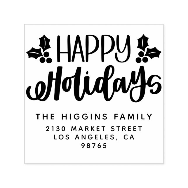 Happy Holidays Family Name Return Address Self-inking Stamp (Design)