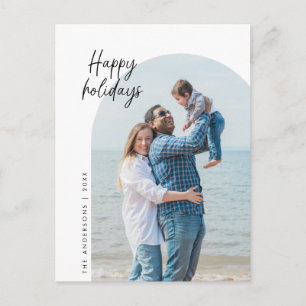 Happy Holidays, Family Photo, Arch Frame, Greeting Postcard