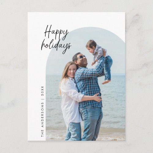 Happy Holidays Family Photo Arch Frame Greeting Postcard