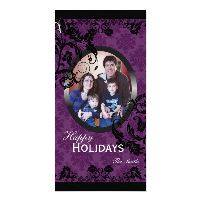 Happy Holidays Family Photo Card   Purple & Black 
