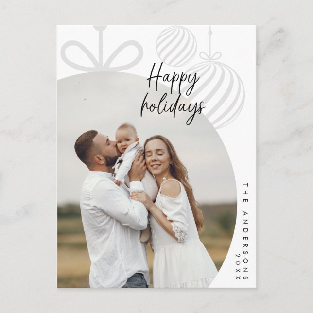 Happy Holidays, Family Photo, Christmas Greeting Postcard (Front)