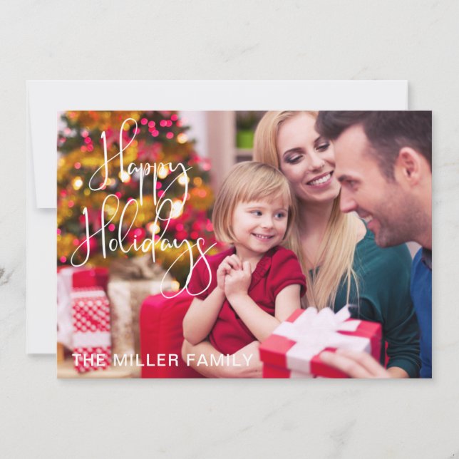 Happy Holidays Family Photo Christmas Holiday Card (Front)