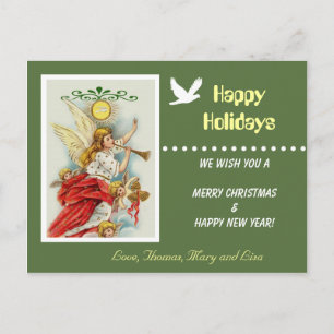 Happy Holidays family photo greeting postcard. Holiday Postcard