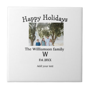 Happy holidays family photo renuion name letter ye ceramic tile
