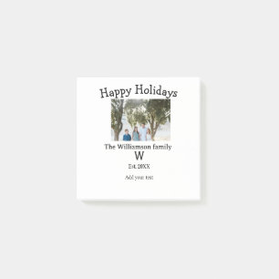 Happy holidays family photo renuion name letter ye post-it notes