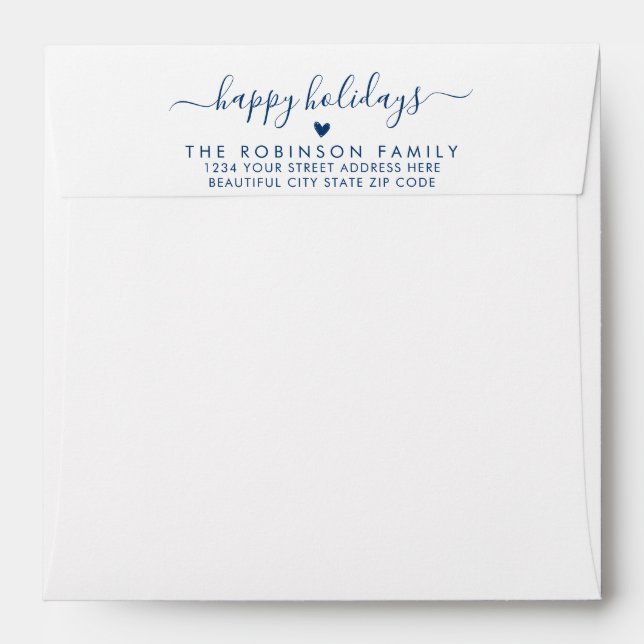 Happy Holidays Family Return Address Envelope (Back (Top Flap))