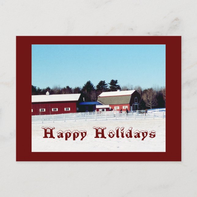 Happy Holidays Farm Holiday Postcard (Front)