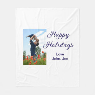 Happy holidays father son Christmas family gifts m Fleece Blanket