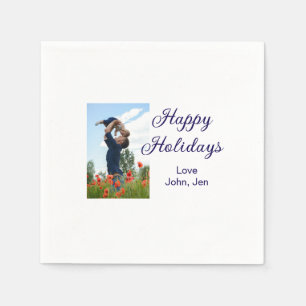 Happy holidays father son Christmas family gifts m Napkins