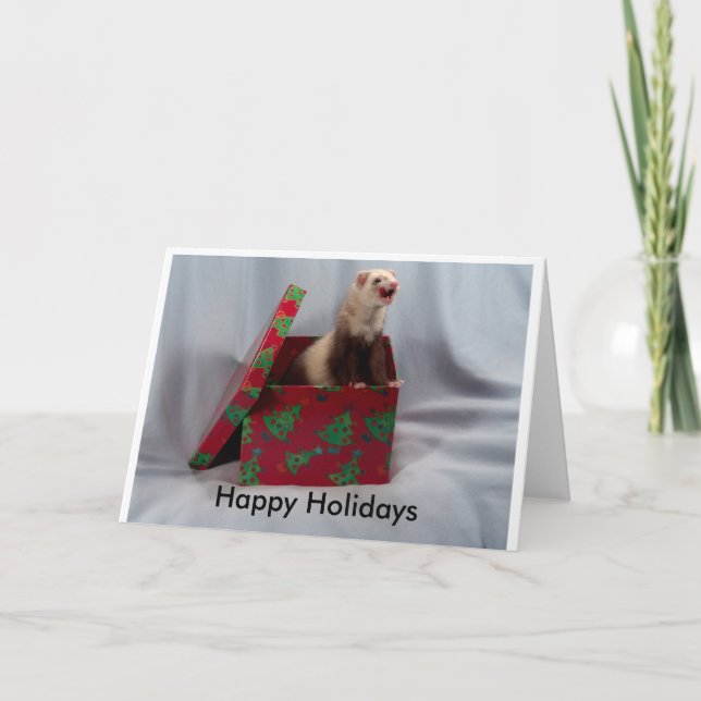 Happy Holidays Ferret Card (Front)