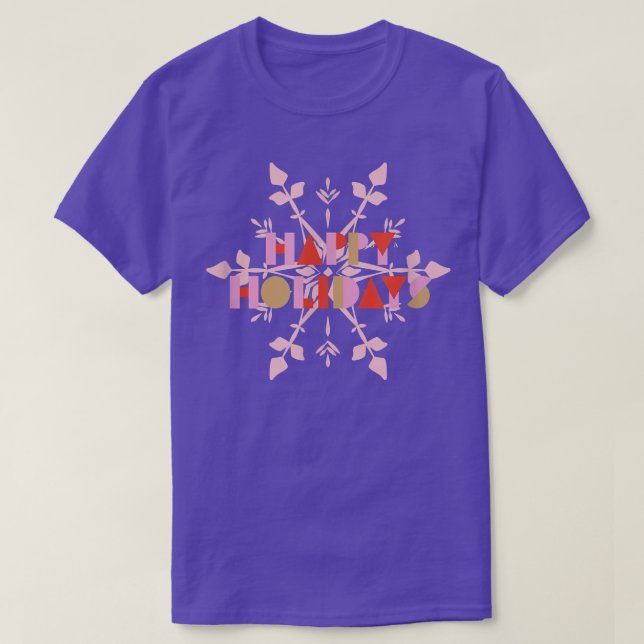 Happy Holidays Festive Christmas Snowflake  T-Shirt (Design Front)